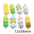 Detail view of 12x34mm stackable cartoon animal resin charms with silver metal rings - Cartoon Animal Style (G4-28)