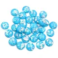 Blue round cabochon resin gemstone with sparkling silver foil flakes for DIY jewelry - Blue Silver Foil