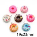 Macro detail of mixed color resin donut charms with chocolate lettering and heart patterns - G6-39【1.7g】