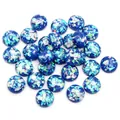 Flatback dark blue resin dome cabochon with iridescent silver foil flakes for DIY jewelry - Dark Blue Silver Foil with Iridescent Flakes