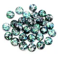 Green and blue round resin cabochons with glitter and silver foil for DIY jewelry - Green-Blue Silver Galaxy Style
