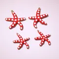 Seestern-Anhänger-Set mit roter Emaille und weißen Punkten auf goldfarbenem Edelstahl - Rot