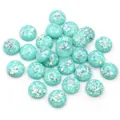 8-12mm turquoise resin cabochons with sparkling silver foil and glitter flakes - Mint Green Silver Foil with Iridescent Flakes
