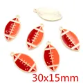 Detailed view of 30x15mm american football enamel pendants with golden metal texture - American Football Style (AG4-46)