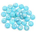 Flatback blue resin beads with silver foil flakes for DIY jewelry and nail art - Blue with Silver Flakes