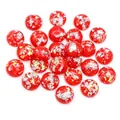 Sparkling red round resin cabochon with silver foil and aurora glitter inserts - Red Silver Foil with Iridescent Flakes