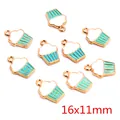 Blue and white enamel cupcake alloy charms for DIY jewelry making 16x11mm size - Blue And White Cupcake Style (Q7-24)