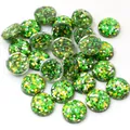 10-12mm runde Glitzer-Resin-Cabochons in Grün, Gold und Silber für DIY-Schmuckherstellung - US 12