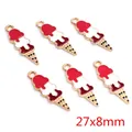 Ice cream charms for DIY jewelry, alloy drip oil pendants in 3 colors, set of 6, 27x8mm - Q7-13【1g】