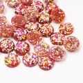 8-12mm runde Harz-Glitzer-Cabochons in Rot und Gold für DIY-Schmuckherstellung - US 12