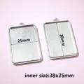 Silver rectangular alloy pendant tray for DIY jewelry making, inner size 38x25mm - C7-32 Rectangle Metal Pendant Tray (38x25mm)