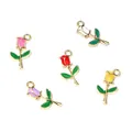 DIY alloy rose flower charms in five colors with gold plating for jewelry making - Random Mixed