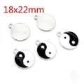 Five 18x22mm alloy yin yang pendants with black white enamel for DIY jewelry making - 18x22mm / Single Sided Silver Red