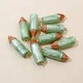 Pencil-shaped resin pendant in green and red marble pattern with gold metal ring - Green