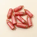 Nine red marble resin pencil charms with golden metal rings for DIY jewelry making - Rose Red