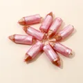 Pink pearlescent resin pencil-shaped DIY pendant charms with gold metal rings - Pink
