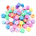 Macro shot of colorful flower polymer clay beads with central threading holes for DIY jewelry - Stereo Five-Petal Flower (AG6-05)