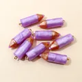 Purple marble resin pencil charms with golden hooks for DIY jewelry and necklaces - Purple
