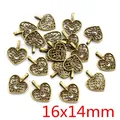 Makroansicht der 16x14mm Herzanhänger aus Legierung mit Bronze-Filigran für DIY-Schmuck - Antikbronze Scroll Filigran Herz (R2-13)
