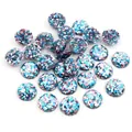 Mix aus 8-12mm runden Harz-Cabochons mit funkelnden blauen, rosa und silbernen Glitzerflocken - US 8