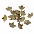 Vintage fan shaped alloy pendants with grooved textures for DIY jewelry making 20x16mm - Bronze