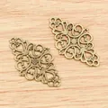 Vintage Bronze Verbinder mit Rautenmuster und barocker Verzierung für DIY-Schmuckherstellung - Bronze