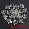 Antik-silberne Herzanhänger aus Legierung für DIY-Schmuckherstellung 15x14mm - Antiksilber Scroll Filigran Stil (R4-03)