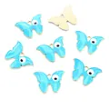 Sky blue butterfly charms with evil eye pattern and golden alloy backing for DIY jewelry - Sky Blue (AG4-22)