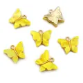 Gelbe Acryl-Schmetterlingsanhänger mit Goldmetall-Rückseite für DIY-Schmuck - Gelber Marmor Stil (AF7-31)