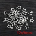 Detailed view of 12x9mm hollow star alloy charms for DIY jewelry making in silver - Antique Silver Hollow Star (R5-20)