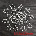 Makroaufnahme von 14,5x12 mm sternförmigen Legierungsanhängern für DIY-Schmuck - Antik Silber Großer Hohler Stern (AC2-38)