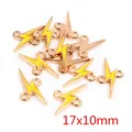 Gelbe Blitz-Emaille-Anhänger 17x10mm mit goldenem Metallrahmen als Verbinder - Gelber Blitz (Q5-06)