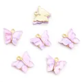 Sechs hellviolette Schmetterling-Anhänger mit Goldrahmen für DIY-Schmuckherstellung - Hellvioletter Marmor Stil (AF7-34)