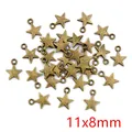 Detailansicht der 11x8mm Bronze-Sternanhänger aus Legierung für DIY-Halsketten und Schmuck - Antik Bronze Massiver Stern (P4-34)