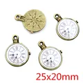 Antike Bronze-Taschenuhr-Anhänger 25x20mm für DIY-Schmuckherstellung Zubehör - Antike Bronze Römische Ziffern Stil (AG2-03)