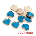 Pendentif cœur en émail bleu avec motifs lune et étoiles dorés, taille 12x12mm - Cœur Planète Bleue (R3-24)