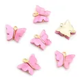 Schmetterling-Anhänger aus pinkfarbenem Acryl mit Goldrand für DIY-Schmuckherstellung - Rosa Marmor Stil (AF7-38)
