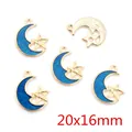 Blaue Emaille Mond und Stern Anhänger 20x16mm für DIY Schmuckherstellung Zubehör - Dunkelblauer Mond (R5-07)
