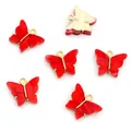 Rote Schmetterlingsanhänger aus Acryl mit Marmormuster und goldener Metallbasis - Roter Marmor Stil (AF7-39)