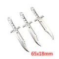 Set mit drei antiken silbernen Dolch-Anhängern 65x18mm für DIY-Schmuck und Bastelarbeiten - Gezackter Dolch Stil (AG2-44)
