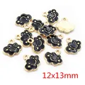 Süßer schwarzer Emaille-Wolkenanhänger mit Lächeln 12x13mm für DIY-Schmuck - Schwarze Smiley-Wolke (R4-11)