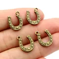 Set of 4 vintage bronze horseshoe pendants for DIY jewelry making and handmade crafts - Dot Relief Antique Bronze Style (P7-30)