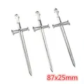 Drei Stück 87x25mm antike silberne Schwertanhänger für DIY-Schmuckherstellung - Kreuzgriff Langschwert Stil (AG2-45)