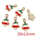 Kerstboom hangers 20x12mm van legering met rood groen wit emaille voor DIY sieraden - Kerstboom Stijl (P4-28)