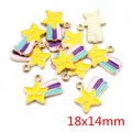 DIY Bunter lächelnder Stern und Regenbogen-Legierungsanhänger mit Goldfinish, 18x14mm - Regenbogen Sternschnuppe (R6-31)