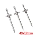 Three vintage silver alloy sword pendants for DIY jewelry making, size 49x12mm - Simple Short Sword Style (AG2-46)