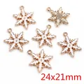 Witte emaille sneeuwvlok bedeltjes met goudkleurige legering voor DIY sieraden 24x21mm - Sneeuwvlok Stijl (P6-44)