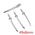 Silberne Samurai Katana Schwertanhänger 49x8mm für DIY Schmuckherstellung 4er Set - Katana Stil (AF2-06)