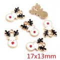 DIY emaille rendier hanger van gouden legering in wit en rood voor sieraden, 17x13mm - Rendierhoofd Stijl (AG2-15)