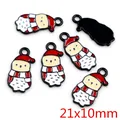 Pendentif pingouin de Noël en alliage et émail pour bijoux DIY, bonnet rouge, 21x10mm - Style Pingouin de Noël (Q5-16)